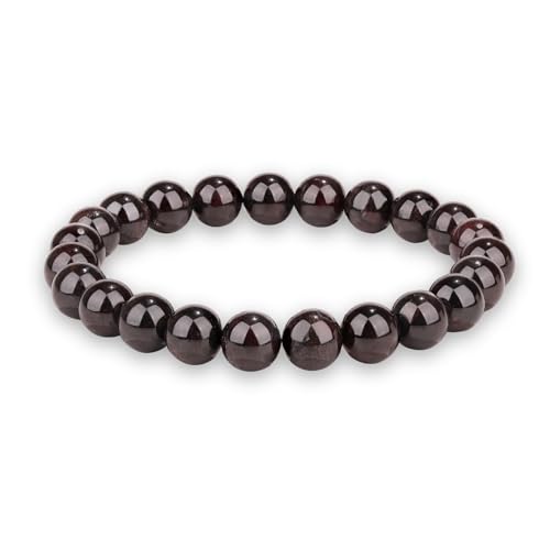 Crystal Vibe 8mm Beaded Bracelets For Women Men - Healing Crystal Bracelet - Adjustable Size - color: Garnet