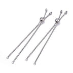 DanLingJewelry 10Pcs 304 Stainless Steel Adjustable Bolo Bracelets Slider Extender Chains with Box Chains for Bracelets Jewelry Making - color: StyleⅨ-10 pcs-Platinum