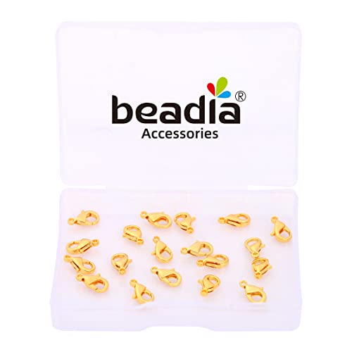 BEADIA 18K Gold Plated Lobster Clasps Non Tarnish 10mm 20pcs for Jewelry Making Findings - color: Lobster Clasps Gold, size: 10mm