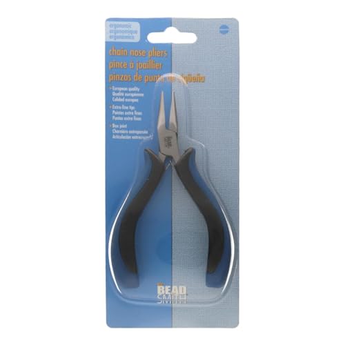 The Beadsmith Ergonomic Chain Nose Pliers – 5 inches (127mm) – Comfortable Ergonomic Grip, Double-Leaf Springs & Polished Steel Head – Extra-Fine Tips for Precision to Medium Level Work - style: Chain Nose