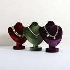 Velvet Necklace display stand for Selling, Jewelry Bust Mannequin for Show, Small Necklace Holder Stand【Green】 - color: Green