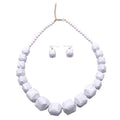 Halawly White Beads Necklace, Acrylic Costume Jewelry for Women Chunky Statement Strand Necklaces with Bracelet Dangle Earrings, Big African Beaded Necklace - color: White Long
