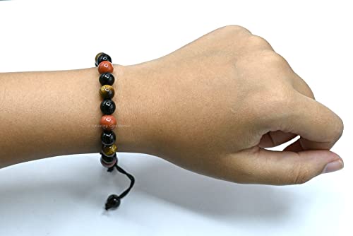 Amazing Gemstone Anti Bullying Manifestation Bracelets - Black Obsidian Tiger Eye Red Jasper Bracelet Set for Healing Calming Anxiety Stress Relief Gifts Pulseras Para Hombres Mujer (Adjustable) - color: Bullying Support