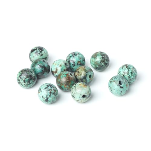 100Pcs Natural Stone 6mm African Turquoise Round Loose Gemstone Energy Healing Beads Hole Size 1mm DIY Smooth Beads for Bracelet Necklace Earrings Jewelry Making - color: African Turquoise, size: 6mm