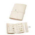 LAKE OF FIRE Earring Holder Organizer with Foldable Book Design Jewelry Book Organizer, Portable Pu Leather Travel Earring Case(Beige) - color: Beige