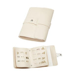 LAKE OF FIRE Earring Holder Organizer with Foldable Book Design Jewelry Book Organizer, Portable Pu Leather Travel Earring Case(Beige) - color: Beige