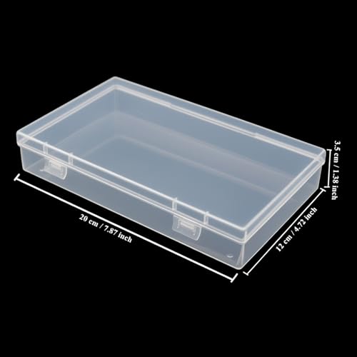4 Pack Rectangular Clear Plastic Storage Containers Box with Hinged Lid for Beads and Other Small Craft Items (7.87 x 4.72 x 1.38 inch) - size: 7.87 x 4.72 x 1.38 inch
