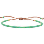 KELITCH Adjustable turquoise bead bracelet single color knitting friendship bracelet fashion jewelry daily wear gift (28 color selection) - color: Green 04M