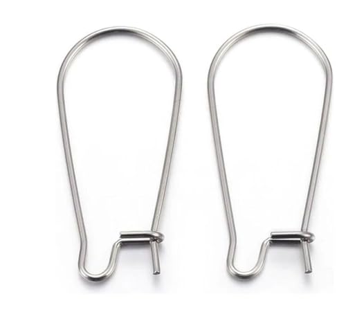 Adabele 50pcs 316 Grade Surgical Stainless Steel Hypoallergenic Earring Hooks, 36mm Kidney Ear Wire, 20 Gauge, Stainless Steel Gray - size: 36mm (1.42 inch) Long