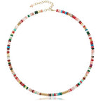 AGOT Beaded Gemstone Necklace for Women: Boho Bead Choker Natural Stone Necklaces - Handmade Jewelry for Summer Beach - color: Multi