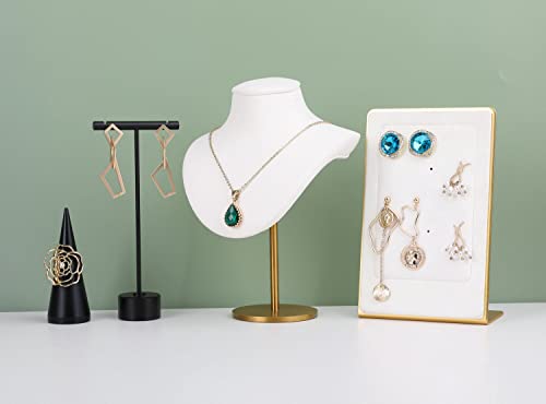 GemeShou White necklace holder stands for girls, Velvet hanging jewelry organizer, Metal necklace display stands for selling【White-Height 7.48 inch】