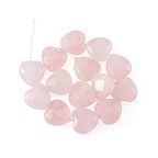Fashewelry 14pcs Heart Natural Rose Quartz Stone Beads 15mm Faceted Tumbled Chakra Gemstone Pink Crystal Healing Beads for Valentines Day Earring Bracelet Necklace Jewelry Making - color: Rose Quartz, 14.5-15x15-15.5mm