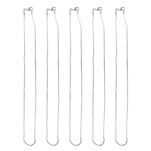 5 Pack 925 Sterling Silver Snake Chain Necklace with Clasp for Jewelry Making, 1.2 mm 18 Inch