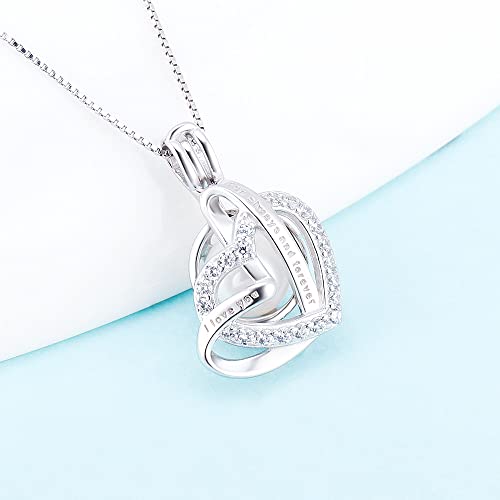925 Sterling Silver Engraved I Love You for Always and Forever Heart Cage Pendants Crafting Charm for DIY Necklace Bracelet Jewelry Making