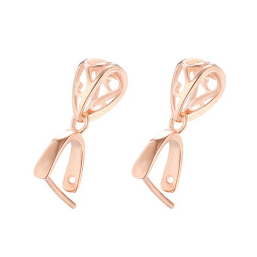 2pcs 925 Sterling Silver Pendant Bail Connector Clasp Charms for Necklace DIY Jewelry Craft Making Accessories (Rose Gold) - color: Rose gold, size: 15mm
