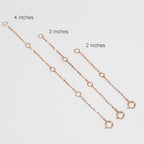 14K Solid Gold Necklace Extender Real Bracelet Extender 2 3 4 Inch Durable Adjustable Chain Gold Anklets Extension for Women 2" 3" 4" (14K Rose Gold-3 IN) - color: 14K Rose Gold-3 IN
