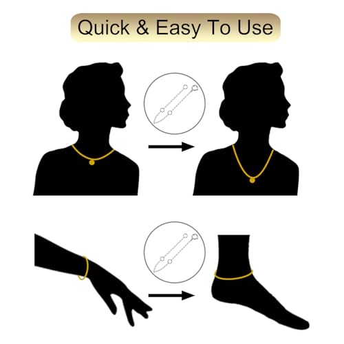 14K Solid Gold Necklace Extender Real Bracelet Extender 2 3 4 Inch Durable Adjustable Chain Gold Anklets Extension for Women 2" 3" 4" (14K White Gold-3 IN) - color: 14K White Gold-3 IN