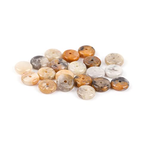 JOE FOREMAN 2x6mm Natural Yellow Crazy Lace Agate Stone Heishi Disc Rondelle Spacer Beads for Jewelry Making Full 15" Strand Energy Stone Healing Power Crystal - color: Yellow Crazy Lace Agate