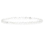 Angelstones Natural Gemstone Small Beaded Stretch Bracelet, 4mm Faceted Round Beads, Crystal Healing Bracelet for Women - color: Clear Quartz