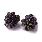 DanLingJewelry 10Pcs 3D Purple Berry Fruit Beads Handmade Lampwork Raspberry Spacer Beads for DIY Jewelry Making Crafts