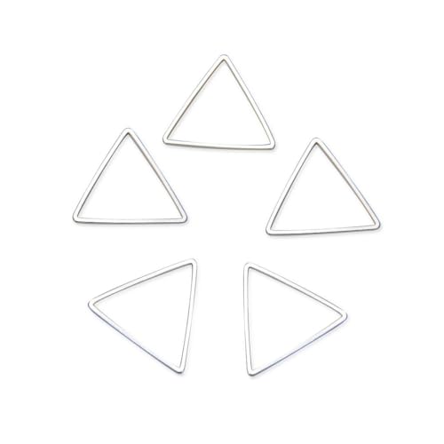 Adabele 50pcs Silver Triangle Beading Hoop Link Jewelry Findings 17mm Geometric Connector Open Back Bezel Frame for DIY Craft Jewelry Making CF72-2 - size: Triangle Shape (0.67 inch)