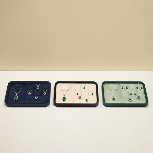 Oirlv Jewelry Display Tray for Vendors Velvet Jewelry Tray with Compartments for Rings and Necklaces(Green) - color: Green P21701