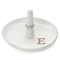 HOME SMILE Initials Ring Holder Jewery Tray with personalized E-Monogrammed Engagement Gifts for Friends,Birthday Mother's Day Christmas Gifts for Women,Ceramic White - style: E