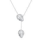Long Necklace Sterling Silver Larait Bar Y Lariat Long Chain Drop Adjustable Necklace Gift for Her, 30" - style: Long Palm Leaf Necklace