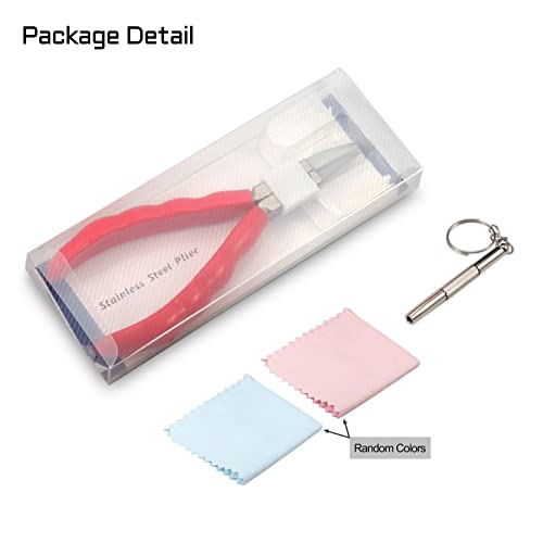6 Inches Half Round Pliers Nylon Jaw Eyeglasses Frame Pliers Eyeglasses Repairing Plier Adjusting Eyeglass Arms Frame Pliers Optical Hand Tool with Screwdriver and Glasses Cloth - style: Half Round Plier