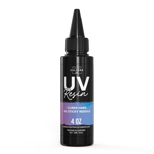 Counter Culture DIY Clear UV Resin, 4 oz Bundle 24 W UV Lamp Included, Quick Art Supplies for Coating & Casting, Great for Jewelry, Keychains - Epoxy Glue Cures Hard, No Sticky Residue - size: 4 oz Bundle