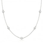 Mothers Day Gifts - Dainty Silver Gold Necklaces for Women Cute Station Choker Simulated Diamond Necklace Simple Layering CZ Necklace Trendy Jewelry Gifts - color: Silver, style: 5pcs Round CZ-Cable Chain