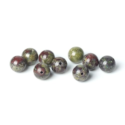 100Pcs Natural Stone 6mm Dragon Bloodstone Round Loose Gemstone Energy Healing Beads Hole Size 1mm DIY Smooth Beads for Bracelet Necklace Earrings Jewelry Making - color: Dragon Bloodstone, size: 6mm