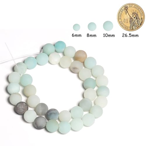 48pcs Natural Matte Amazonite Gemstone Beads，8mm Frosted Round Loose Stone Beads for Jewelry Making Earring Bracelet Necklace DIY Crafts - color: Amazonite, size: 8mm