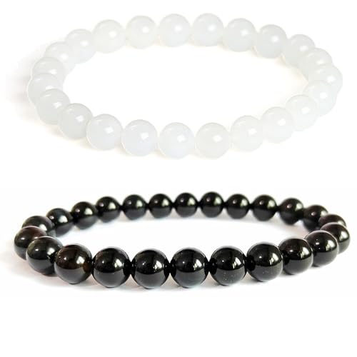 Handmade 8mm Beaded Bracelets For Men Protection Bracelet For Women Chakra Feng Shui Stretchy Handmade Lucky Money Stretchy Crystal Bracelets Best Gifts - color: Jade & Tourmaline
