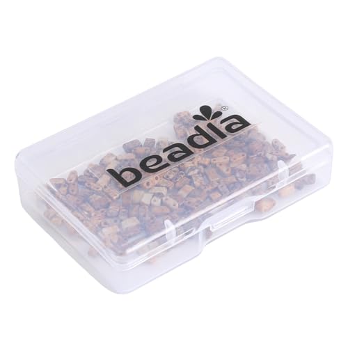 Beadia Natural Brown Picture Jasper Stone Tila Beads 5x2mm Rectangle 2-Hole Spacer Beads for DIY Bracelet Earring Making 15"/Strand - color: Brown Picture Jasper, size: 5x2mm