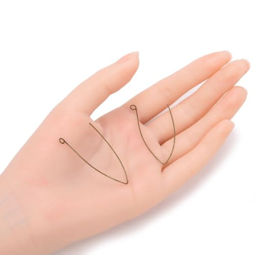 Adabele 50pcs Hypoallergenic Long V Shape Marquise Earring Hooks 45mm Antique Bronze Plated Ear Wire (0.7mm/21 Gauge) DIY Craft Earrings Jewelry Making247-4 - color: Antique Bronze
