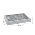 Wudygirl 30 Grid Jewelry Organizer Velvet Jewelry Box Jewelry Tray with Clear Lid Storage Case Showcase Display Stackable Removable (30 Grid) - style: 30 Grid Tray
