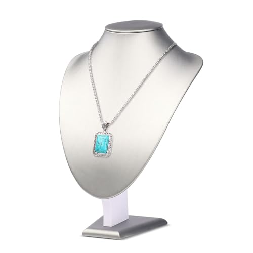 Flexzion Necklace Bust Display Stand - 11 Inch 3D Mannequin Gray PU Plastic Necklace Display Holder for Home, Boutique & Trade Shows - Jewelry Display for Selling Necklace, Pendants, Chokers, Lockets - size: Standard (1 Pack)