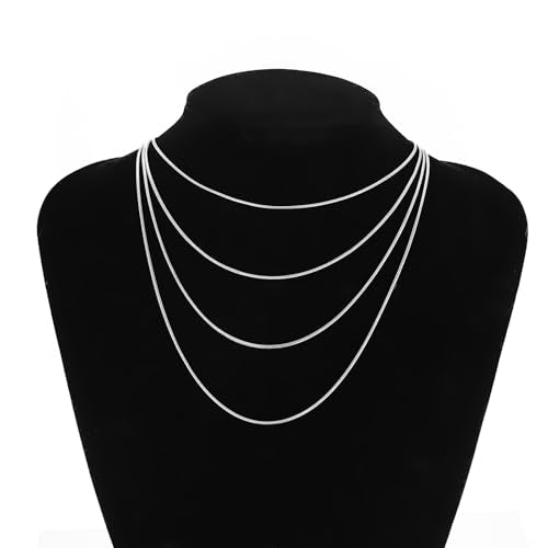 12 Pack Snake Chains Necklace Bulk Adjustable Stainless Steel Necklace Chain for DIY Jewelry Making - color: Silver 18 Inches