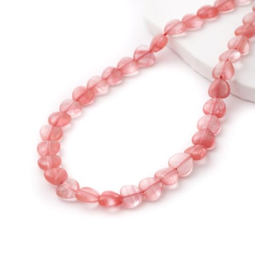 10mm Natural Watermelon Red Stone Beads Heart Shape DIY Loose Gemstone Energy Healing Crystal Charms for Jewelry Making Handmade - color: Watermelon Red