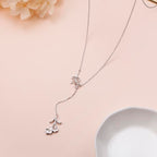 Long Necklace Sterling Silver Larait Bar Y Lariat Long Chain Drop Adjustable Necklace Gift for Her, 30" - style: Calla lily necklace