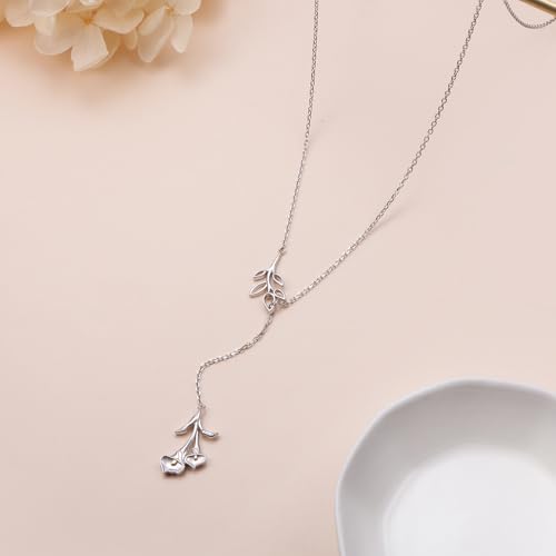 Long Necklace Sterling Silver Larait Bar Y Lariat Long Chain Drop Adjustable Necklace Gift for Her, 30" - style: Calla lily necklace