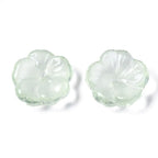KISSITTY 100pcs Flower Glass Beads Light Green Crystal Aesthetic Flowers Drilled Bead Caps Charm Spacers for DIY Necklaces Earrings Bracelets Jewelry Craft Making for Women - color: Light Green