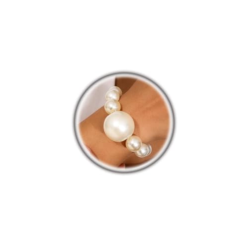 Acrylic Chunky Gold Beaded Bracelet for Women,Extra Big Round Ball Bead Chain Stretch Bracelet,Exaggerated Faux Pearl Bracelets Prom Party Jewelry - color: Pearl