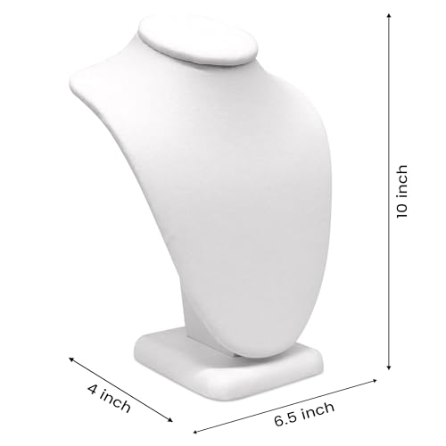 Novel Box White Leatherette Bust Stand Jewelry Necklace Display 6.5x4x10 Inches - Freestanding Travel Necklace Holder Stand - Necklace Mannequin Organizer Stands - Necklace Displays Medium - color: White Leatherette, size: Medium