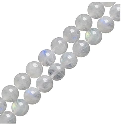 90pcs Adabele Natural Blue Flash Moonstone Healing Gemstone 4mm (0.16 inch) Small Round Beads Gem Stone Spacer for DIY Craft Jewelry Making GY30-4 - color: Moonstone, size: 4mm (90pcs/1 Strand)