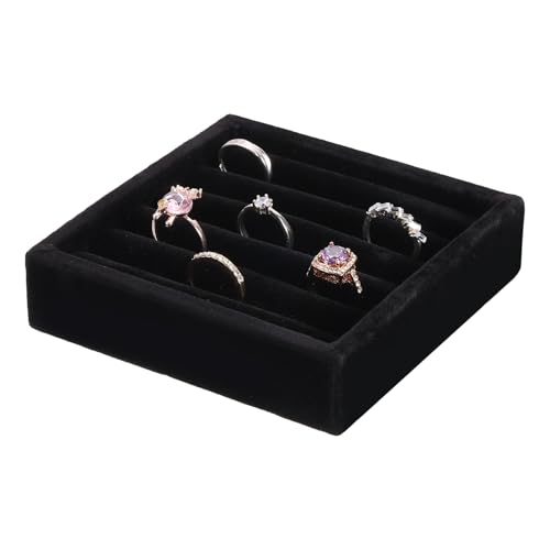 uxcell Stackable Jewelry Storage Tray, Jewelry Tray Drawer Organizer, Small Display Box for Earrings, Necklaces, Rings and Bracelets, Black - color: Black