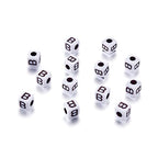 240pcs Opaque Acrylic Letter B Cube Beads White Plastic Alphabet Loose Spacer Square Beads 4-5mm for DIY Name Bracelet Necklace Jewelry Crafts Making Hole: 1.8mm - color: Letter B#White and Black