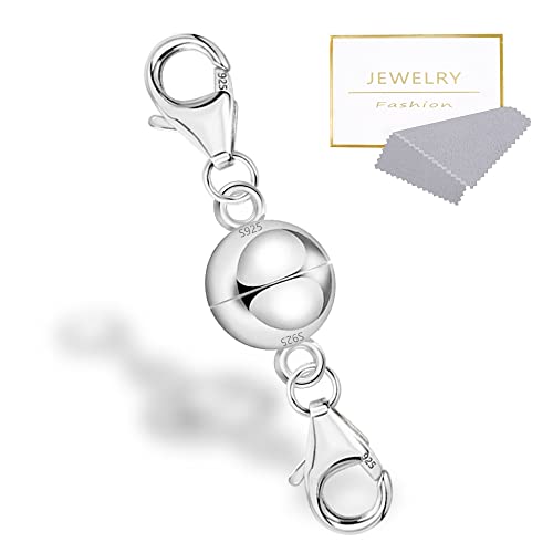 925 Sterling Silver Double Lobster Clasp Magnetic Necklace Jewelry Clasps and Closures Sterling Silver Double Bracelet Necklace Clasp - color: A-Silver