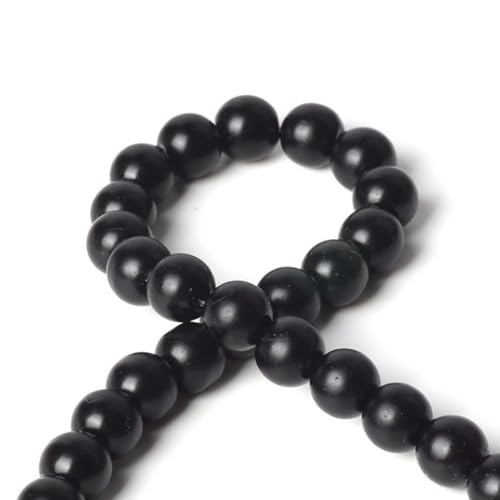 100Pcs Natural Stone 6mm Glass Black Matte Beads Round Loose Gemstone Energy Healing Beads Hole Size 1mm DIY Smooth Beads Jewelry Making - color: Black Matte Beads, size: 6mm